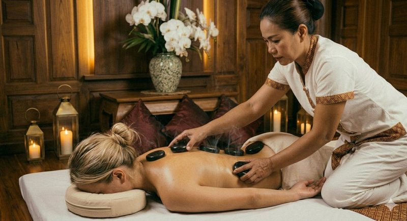 Hot Stone Massage in Stuttgart – erwärmte Basaltsteine auf dem Rücken